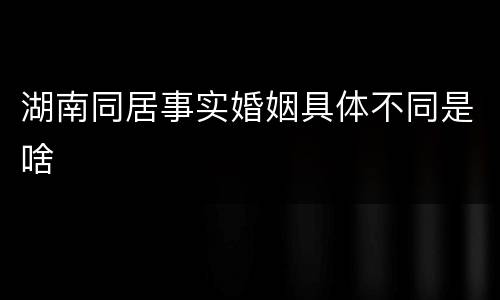 湖南同居事实婚姻具体不同是啥