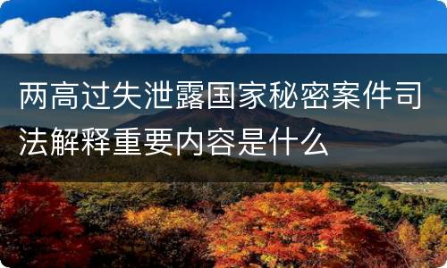 两高过失泄露国家秘密案件司法解释重要内容是什么