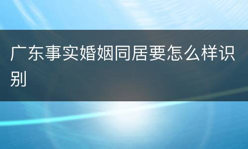 广东事实婚姻同居要怎么样识别