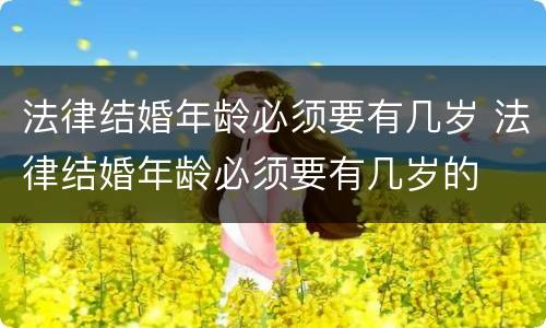 法律结婚年龄必须要有几岁 法律结婚年龄必须要有几岁的