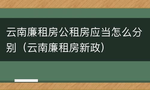 云南廉租房公租房应当怎么分别（云南廉租房新政）