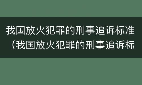 我国放火犯罪的刑事追诉标准（我国放火犯罪的刑事追诉标准是什么）