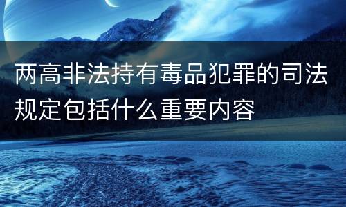 两高非法持有毒品犯罪的司法规定包括什么重要内容