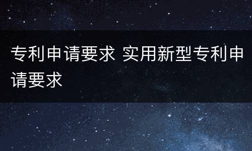 专利申请要求 实用新型专利申请要求