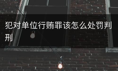 犯对单位行贿罪该怎么处罚判刑
