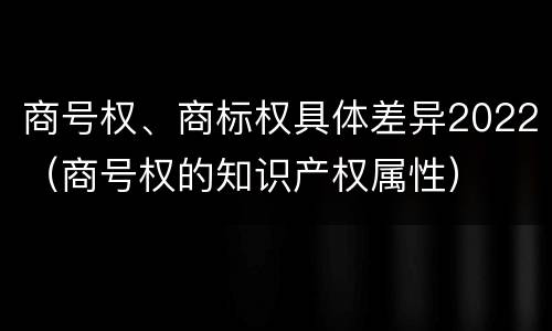 商号权、商标权具体差异2022（商号权的知识产权属性）