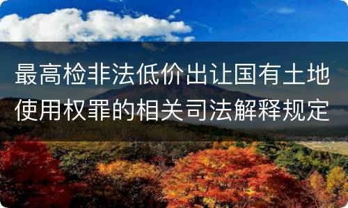 最高检非法低价出让国有土地使用权罪的相关司法解释规定有什么内容