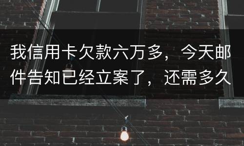 我信用卡欠款六万多，今天邮件告知已经立案了，还需多久会被抓走？我年底才能还清钱