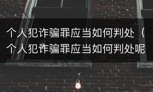 个人犯诈骗罪应当如何判处（个人犯诈骗罪应当如何判处呢）
