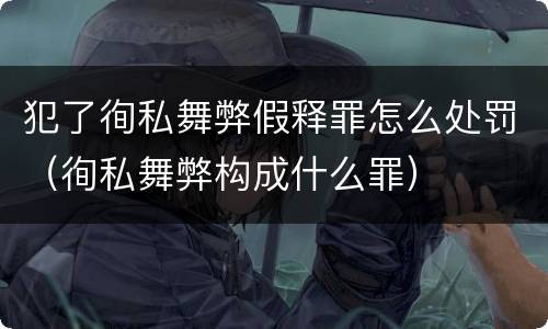 犯了徇私舞弊假释罪怎么处罚（徇私舞弊构成什么罪）