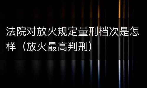法院对放火规定量刑档次是怎样（放火最高判刑）