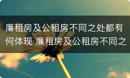 廉租房及公租房不同之处都有何体现 廉租房及公租房不同之处都有何体现呢