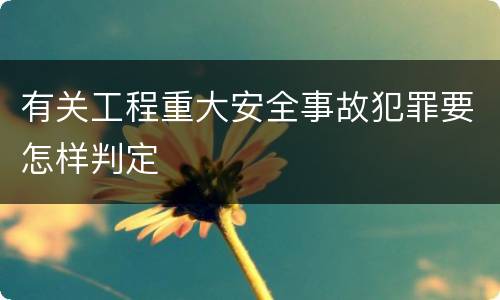 有关工程重大安全事故犯罪要怎样判定