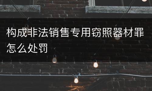 构成非法销售专用窃照器材罪怎么处罚