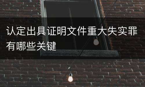 认定出具证明文件重大失实罪有哪些关键