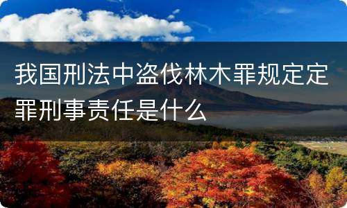 我国刑法中盗伐林木罪规定定罪刑事责任是什么