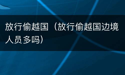 放行偷越国（放行偷越国边境人员多吗）