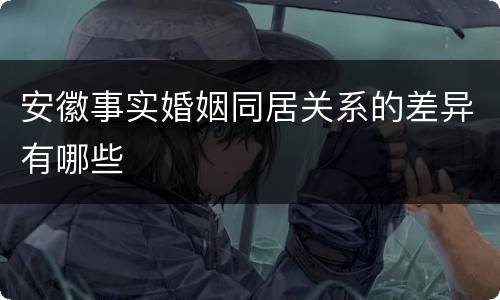 安徽事实婚姻同居关系的差异有哪些