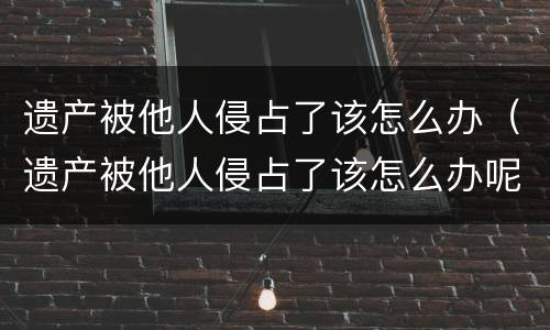 遗产被他人侵占了该怎么办（遗产被他人侵占了该怎么办呢）