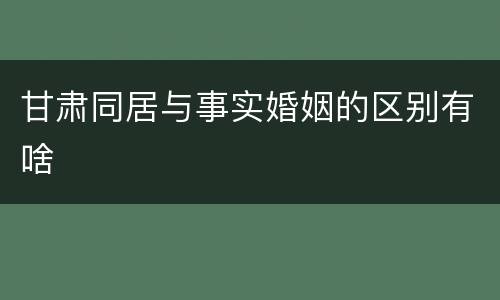 甘肃同居与事实婚姻的区别有啥