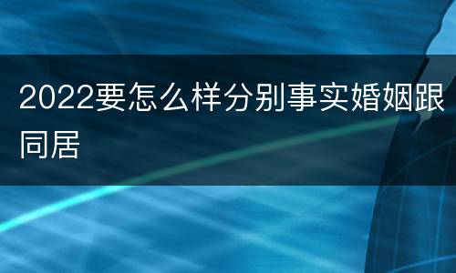 2022要怎么样分别事实婚姻跟同居