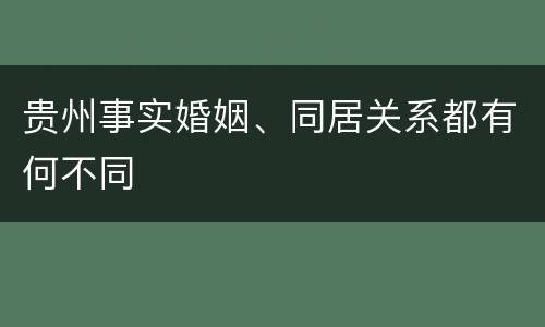 贵州事实婚姻、同居关系都有何不同