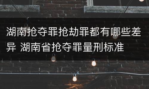 湖南抢夺罪抢劫罪都有哪些差异 湖南省抢夺罪量刑标准