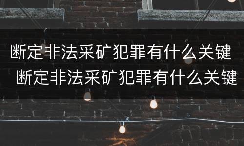 断定非法采矿犯罪有什么关键 断定非法采矿犯罪有什么关键条件