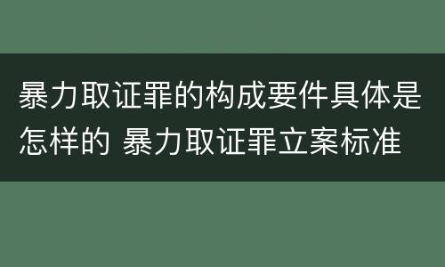 暴力取证罪的构成要件具体是怎样的 暴力取证罪立案标准