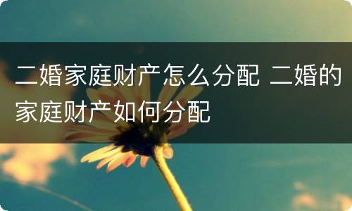 二婚家庭财产怎么分配 二婚的家庭财产如何分配