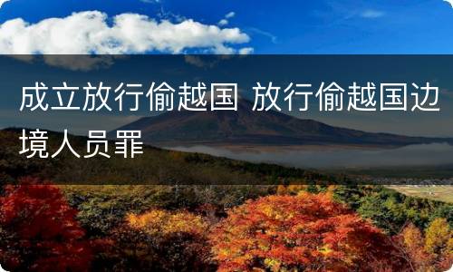 成立放行偷越国 放行偷越国边境人员罪