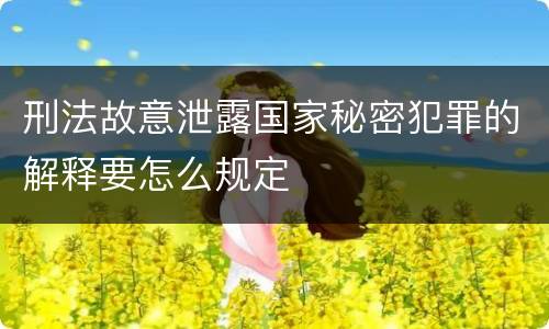 刑法故意泄露国家秘密犯罪的解释要怎么规定