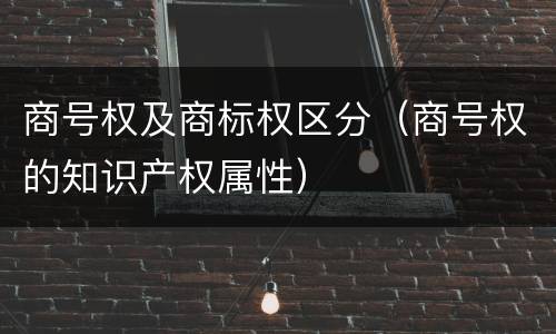 商号权及商标权区分（商号权的知识产权属性）