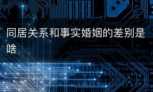 同居关系和事实婚姻的差别是啥