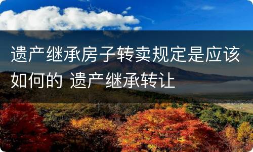 遗产继承房子转卖规定是应该如何的 遗产继承转让