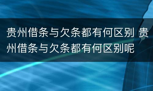 贵州借条与欠条都有何区别 贵州借条与欠条都有何区别呢