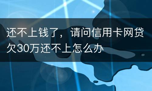 还不上钱了，请问信用卡网贷欠30万还不上怎么办