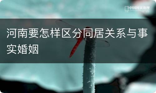 河南要怎样区分同居关系与事实婚姻