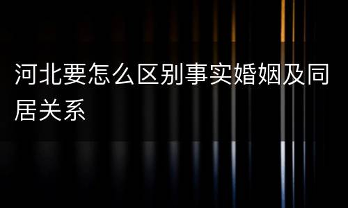 河北要怎么区别事实婚姻及同居关系
