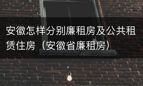 安徽怎样分别廉租房及公共租赁住房（安徽省廉租房）