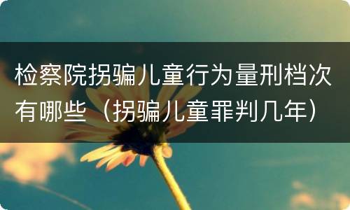 检察院拐骗儿童行为量刑档次有哪些（拐骗儿童罪判几年）