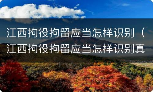 江西拘役拘留应当怎样识别（江西拘役拘留应当怎样识别真假）
