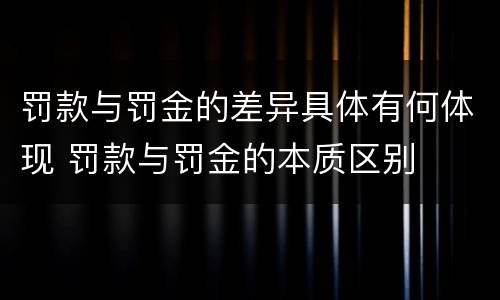 罚款与罚金的差异具体有何体现 罚款与罚金的本质区别
