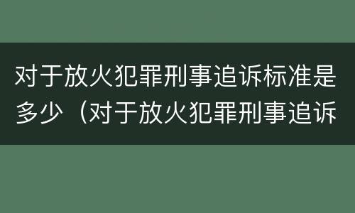 对于放火犯罪刑事追诉标准是多少（对于放火犯罪刑事追诉标准是多少钱）