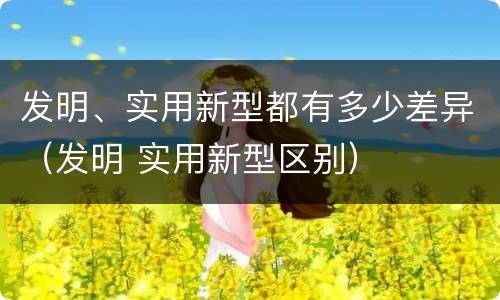 发明、实用新型都有多少差异（发明 实用新型区别）