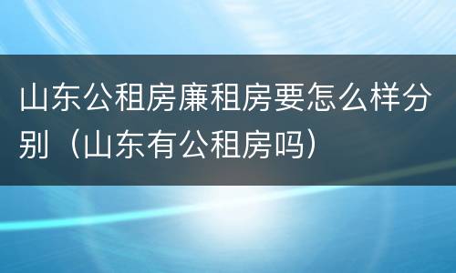 山东公租房廉租房要怎么样分别（山东有公租房吗）