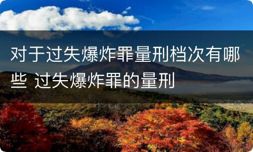 对于过失爆炸罪量刑档次有哪些 过失爆炸罪的量刑