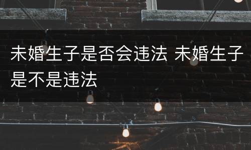 未婚生子是否会违法 未婚生子是不是违法