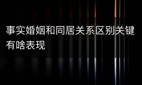事实婚姻和同居关系区别关键有啥表现
