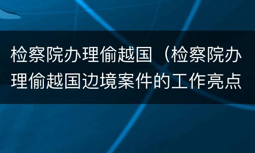 检察院办理偷越国（检察院办理偷越国边境案件的工作亮点）